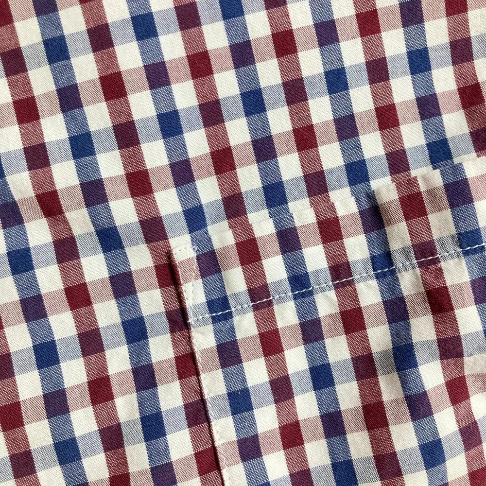 J Crew‎ Plaid Shirt Men XL Button Down Short Sleeve Preppy July 4 Americana